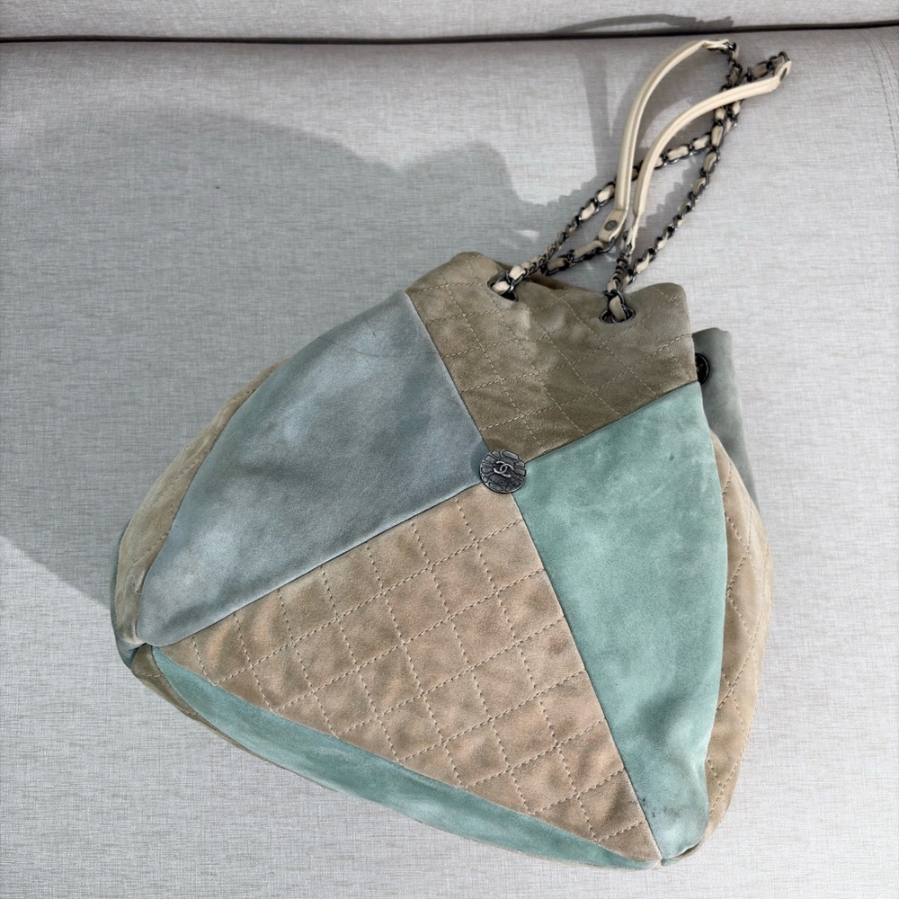 Chanel Multicolor Suede Patchwork Drawstring Hobo… - image 6